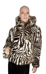 zebra jakke med hætte og lommer